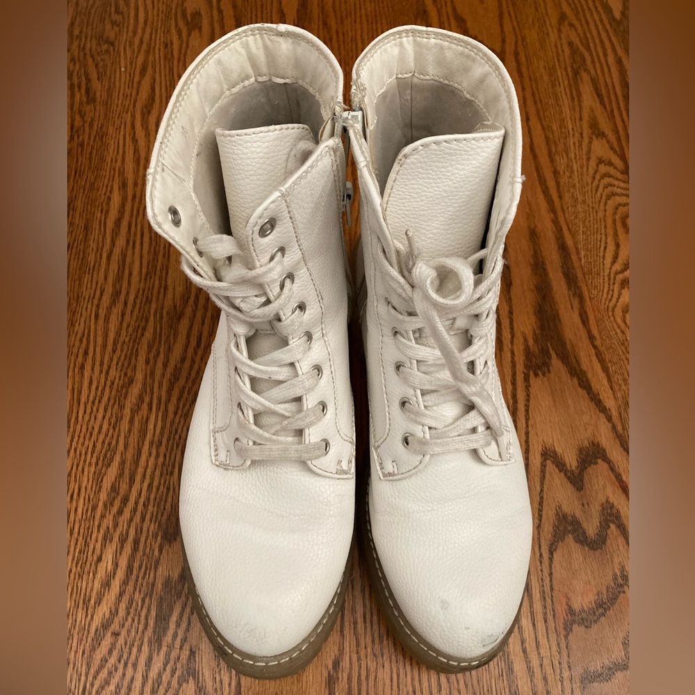 🍭🤍🍭SUGAR KADEY White leather-like Combat Boots